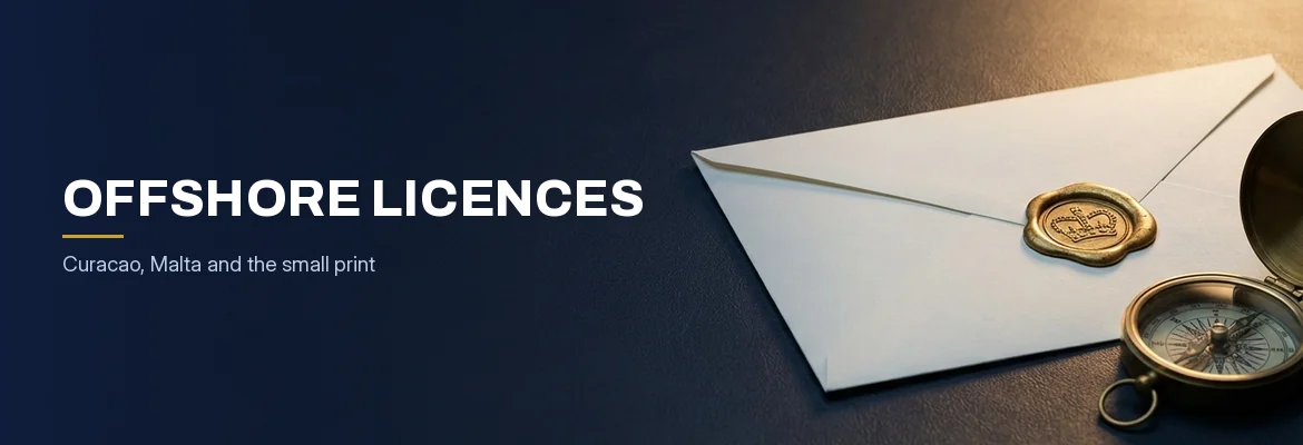Offshore gambling licence documents from Curaçao, Malta and Anjouan set against a UK regulatory backdrop