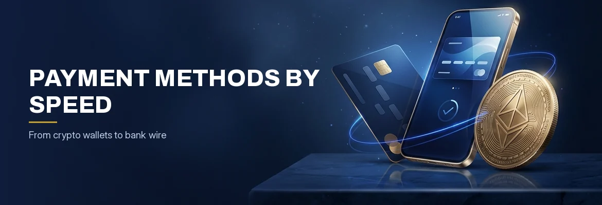Crypto wallet, e-money card and bank transfer icons ranked by measured casino withdrawal clearance time